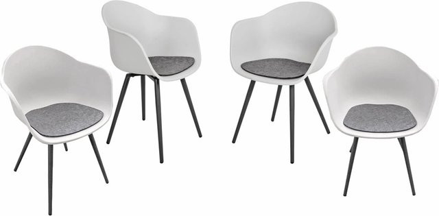 DELUKE Gartenstuhl Set BERND 4er Set aus Kunststoff und Aluminium in Grau, wetterfeste Outdoor Essstühle für Terrasse und Garten - Bild 1