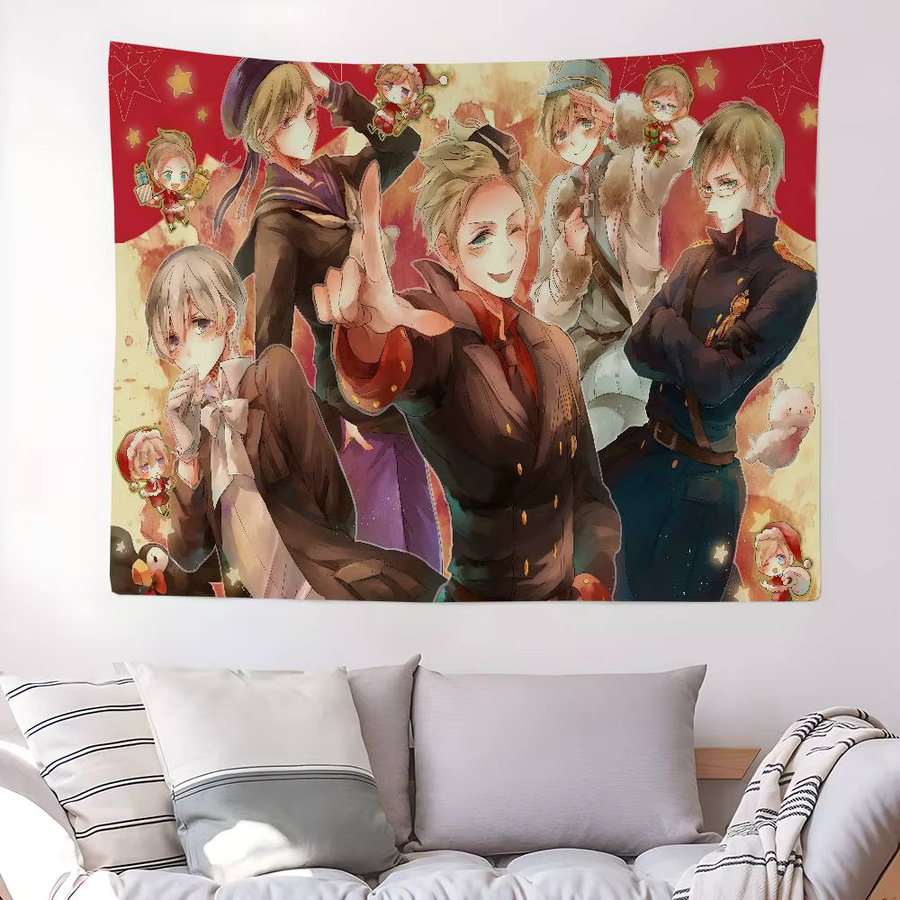 Hetalia World Stars Tapisserie Kunstdruck Mandala Wandteppich im böhmischen Design, Multicolor - Bild 2