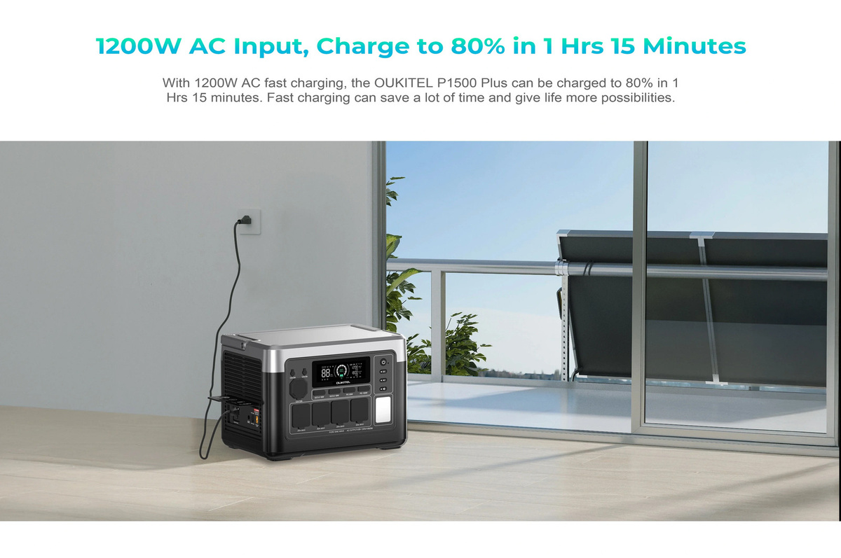OUKITEL P1500 PLUS Tragbares Kraftwerk mit 1800 W Solargenerator und 1536 Wh LiFePO4-Batterie für Home Backup, Camping und Outdoor-Stromversorgung - Bild 3