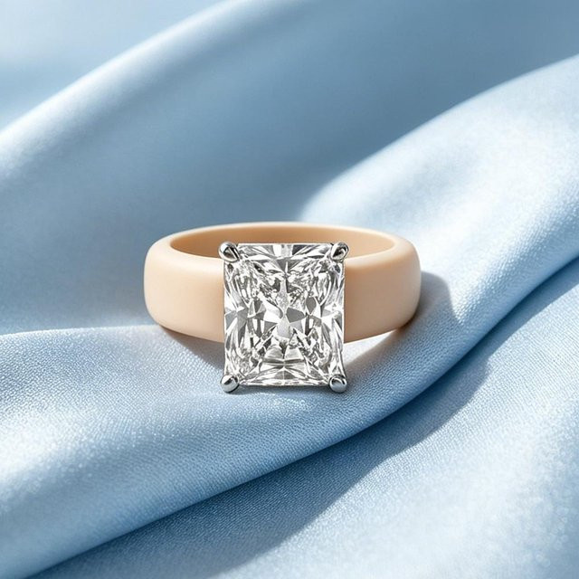 Ring Silikon, Beige, Zirkonia, Damen - Bild 1