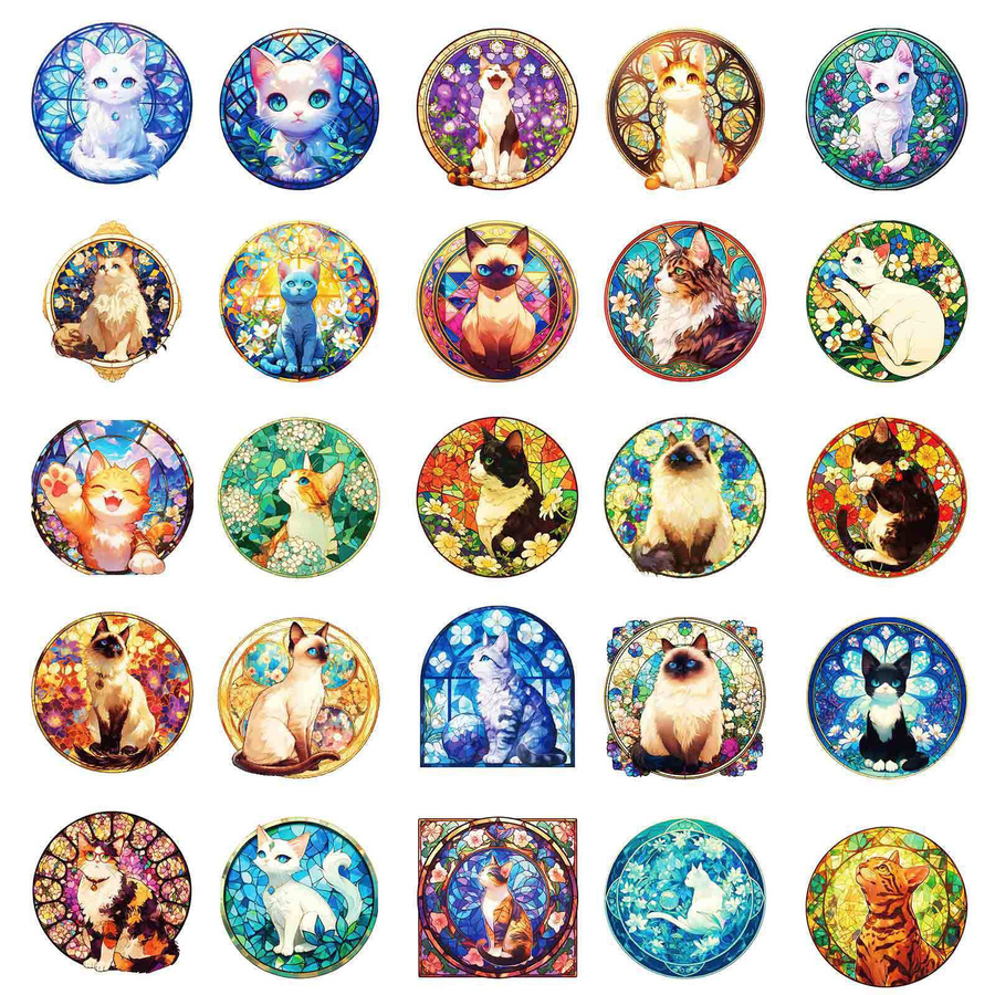 Car beautiful stickers Wasserdichte Farbglas Katze Aufkleber Multicolor - Bild 2