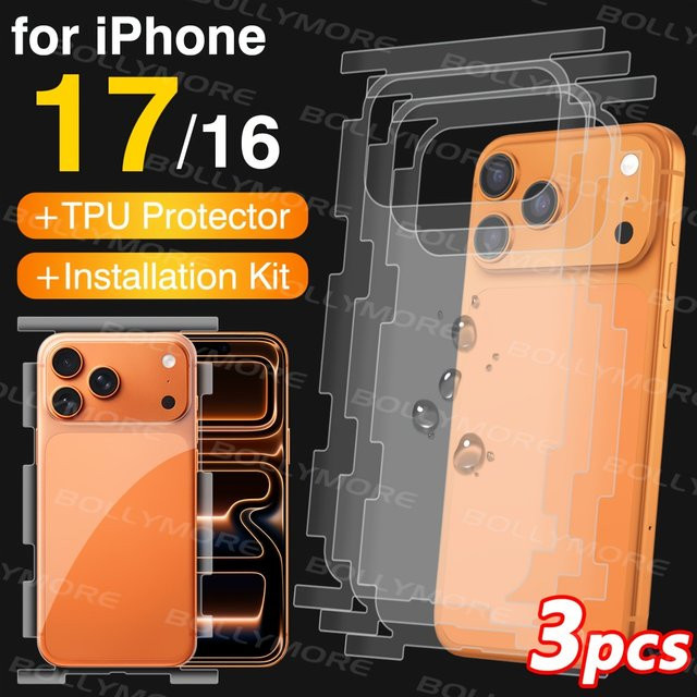 3er-Set transparente Hydrogel-Rückseitenfolien für Apple iPhone 17, 17 Pro, 17 Air und 16 Pro Max - Bild 1