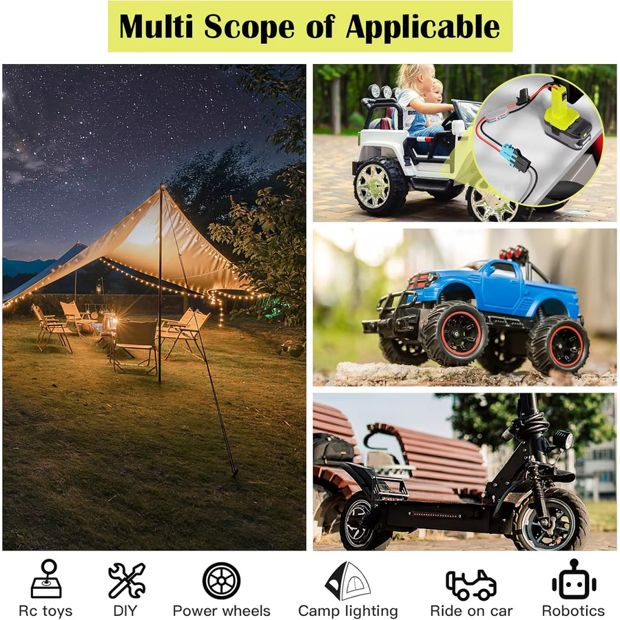 Ryobi Power Wheel Adapter, Batterie-Umrüstsatz mit Sicherungen und Anschlüssen - Bild 4