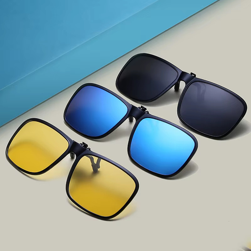 KLASSNUM Clip-on Sonnenbrille, Quadratisch, Herren, Vollrand, polarisiert, blau, schwarz - Bild 2