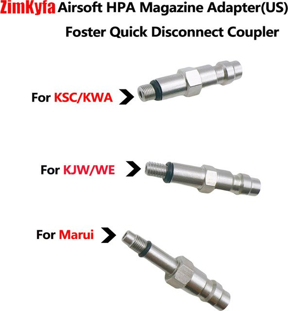 Zimakyfa HPA Magazin Wasserhahn Ventil Adapter Männlich Foster Schnellkupplung in Silber für KSC, KWA, KJW, WE, Marui und VFC - Bild 1