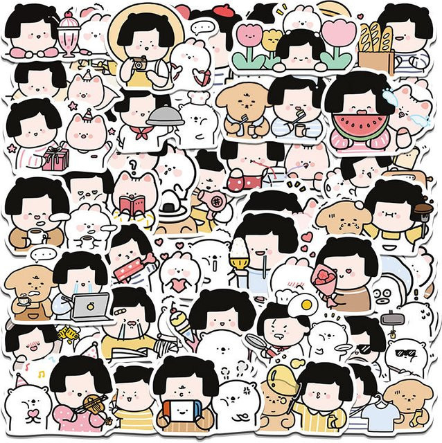 40 Stück Milk Bear Graffiti-Aufkleber in Multicolour – wasserfeste DIY-Sticker für Notebooks, Laptops, Gitarren und Skateboards - Bild 1