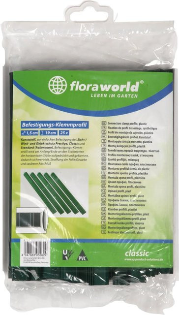 FLORAWORLD Klemmprofil Classic für Sichtschutzstreifen aus PVC, Grün, 25 Stück, B: 1,5 cm, H: 19 cm - Bild 2