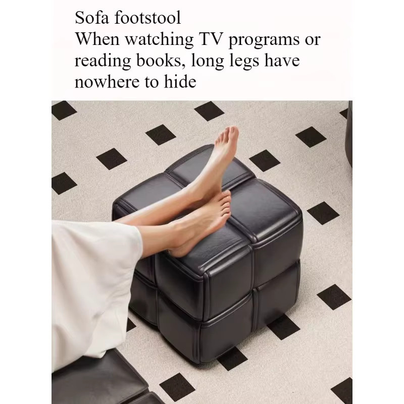 LIUSHADUOLA Polsterhocker Cube in Schwarz aus Kunstleder - Bild 3