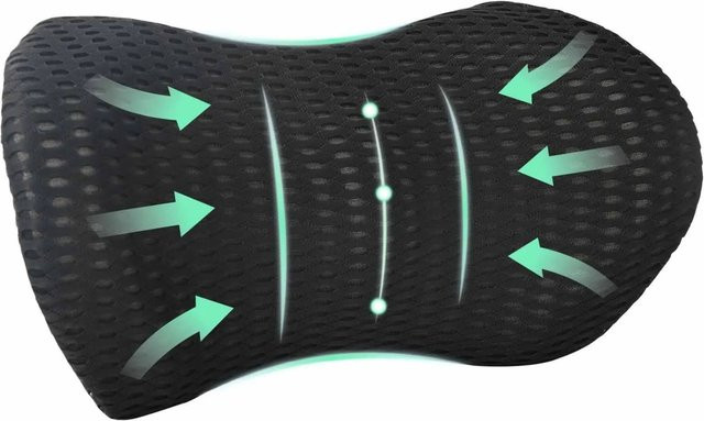 vidaXL Rückenstützkissen aus Memory-Schaum mit 4D Mesh Bezug in Schwarz, B/T/H: 46 x 24 x 11 cm - Bild 1