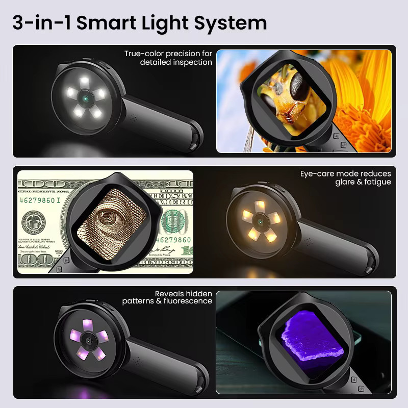 ENWOR Digitale Lupe, 2,8-Zoll-Bildschirm, 2,0 MP, 100-fache Vergrößerung, 15 LEDs, Black - Bild 6