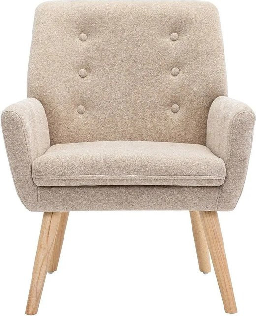 Vente-unique Sessel Serino mit gerader Rückenlehne und Armlehnen in Beige, B/T/H: 65 x 68 x 68 cm - Bild 1