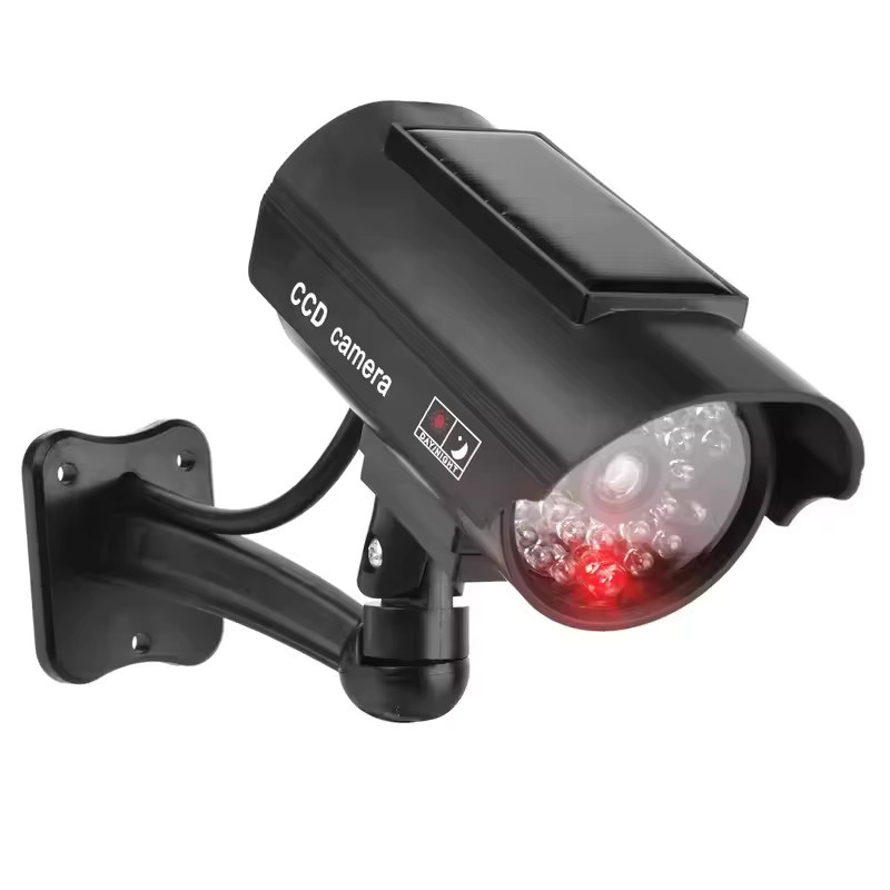 Aumengear Solarbetriebene Dummy Überwachungskamera für den Außenbereich mit blinkender roter LED und verstellbarer Halterung in Schwarz und Silber - Bild 3