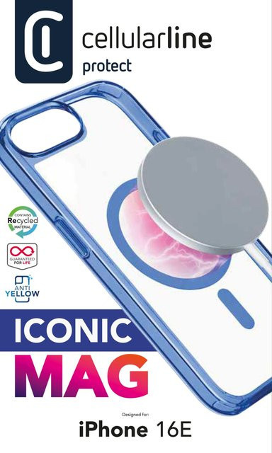 Iconic MAG MagSafe Case für Apple iPhone 16E in Blue und Transparent - Bild 1