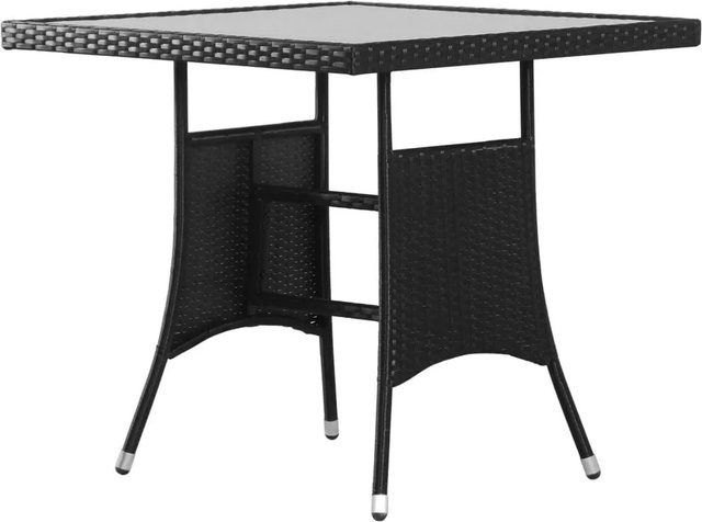 Furnicato Gartentisch aus PE-Rattan und Glas in Schwarz, B/T/H: 80 x 80 x 74 cm - Bild 1