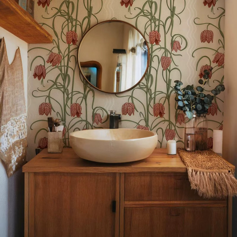 Pixel&Wall Selbstklebende Tapete mit Vintage-Blumen und Blättern in Multicolour - Bild 2