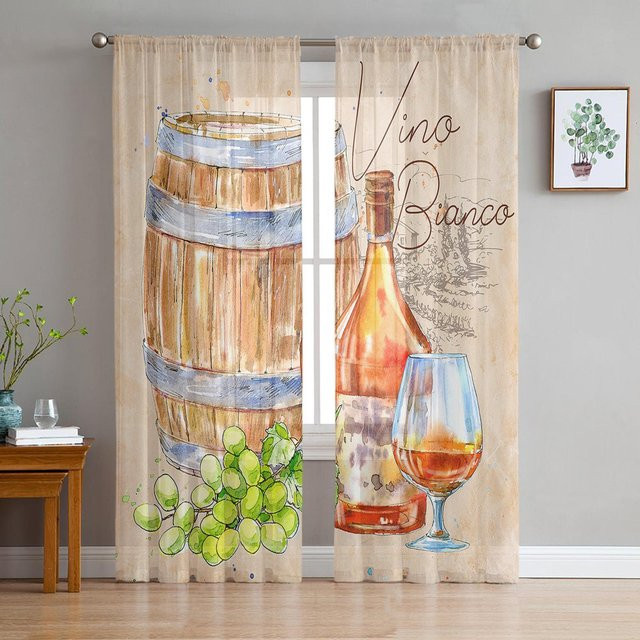 Super Six Vintage Voile-Vorhang aus Chiffon und Viskose, beige, Breite: 135 cm, Höhe: 114 cm - Bild 1