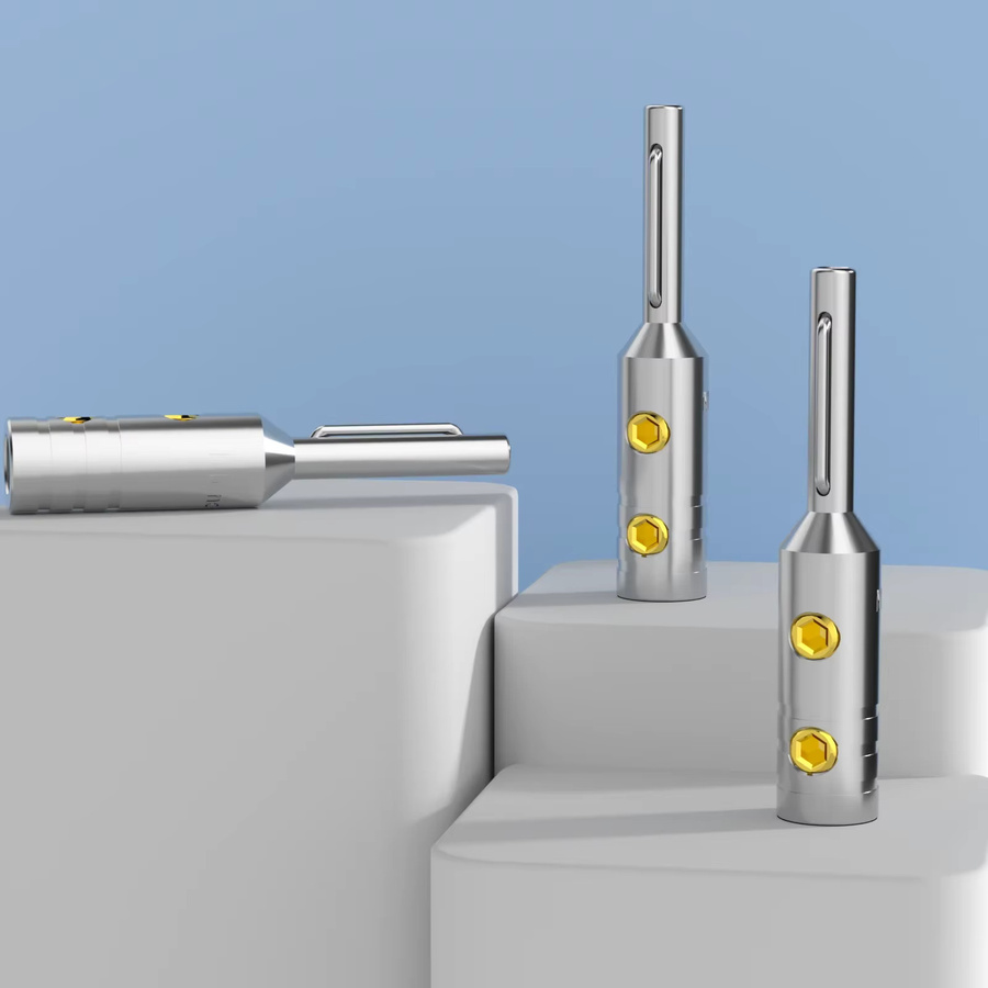 Monosaudio Bananenstecker B80 aus Reinkupfer mit Silber- und Goldbeschichtung für 5mm Lautsprecherkabel - Bild 2