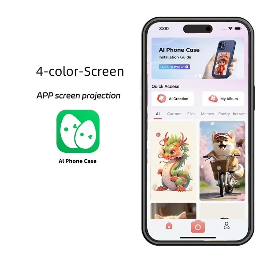 Zoeydam E-Ink NFC-Bildschirmanzeige mit 3,7 Zoll Display für iPhone 16 15 14 13 in Schwarz und Weiß mit drahtloser Übertragung und Vierfarben-Projektion - Bild 4
