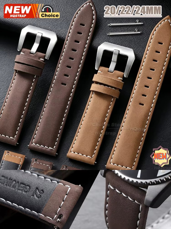 HQstrap Uhrenarmband Leder, matt, Schwarz, Unisex - Bild 4