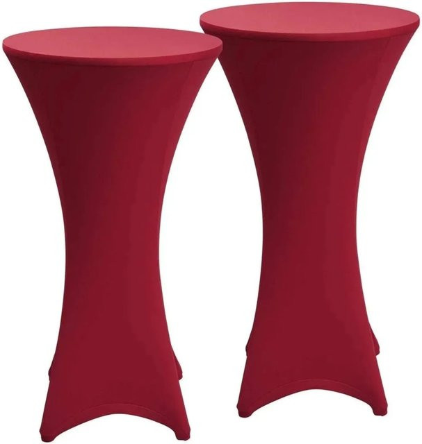 Beautissu Stella Stehtischhusse aus Stretchstoff in Bordeaux, 2-teilig, Durchmesser: 80 cm - Bild 1