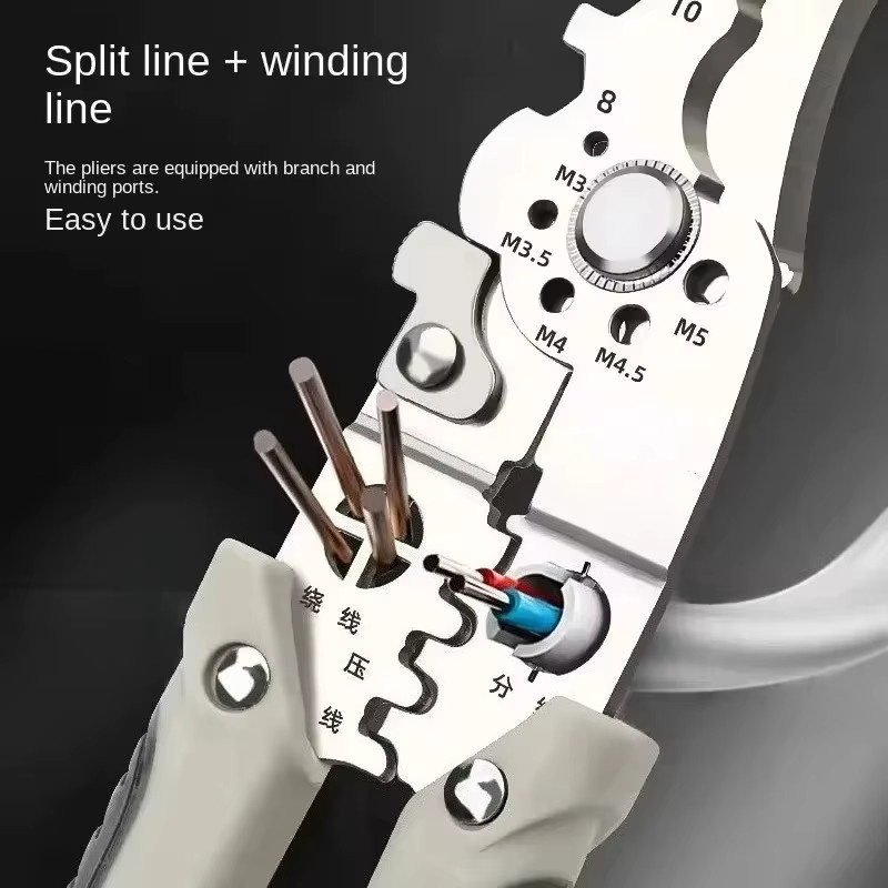 VIKEFON Multifunktionale Elektrikerzange zum Abisolieren und Spalten von Drähten - Bild 2