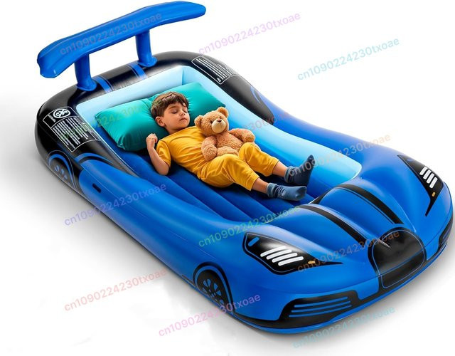 Aufblasbares Reisebett aus PVC in Blau für Kleinkinder und Kinder mit Tragetasche für Camping und Garten, B/T/H: 205,74 x 114,3 x 56,9 cm - Bild 1