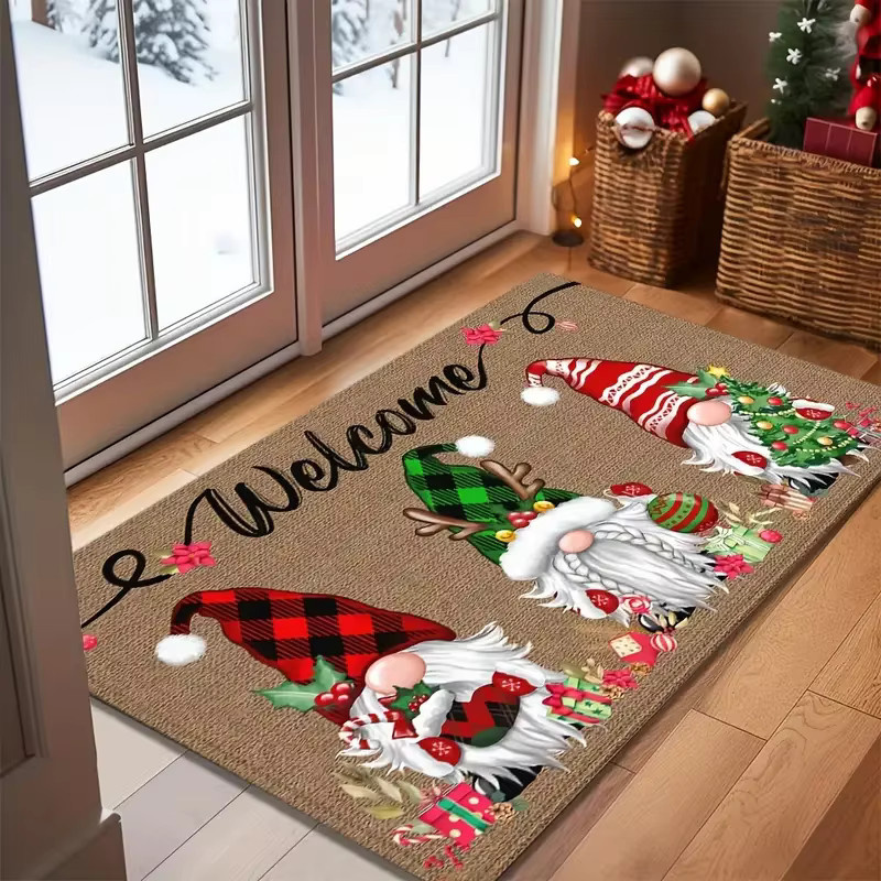 VIKAMA Weihnachtszwerg Cartoon Teppich in Multicolour für Badezimmer, Eingangsbereich und Wohnmobil, wasserabsorbierend und langlebig, B/T/H: 40 x 40 x 40 cm - Bild 3