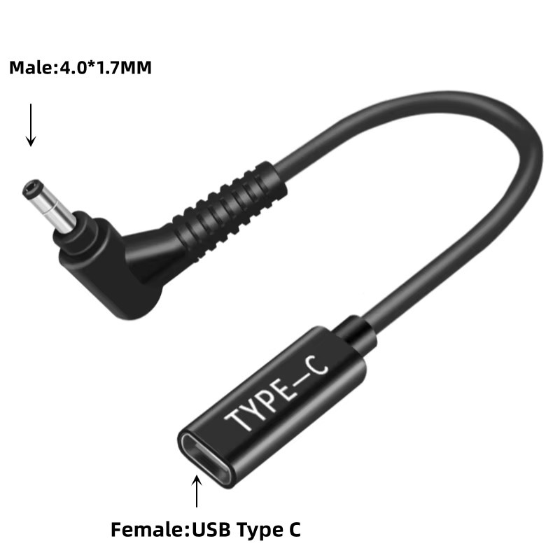 Fengyidz USB C auf DC Netzteil Konverter für Laptop in Schwarz mit verschiedenen Steckergrößen 4,0x1,35mm, 5,5x2,5mm, 4,5x3,0mm und 4,0x1,7mm - Bild 2