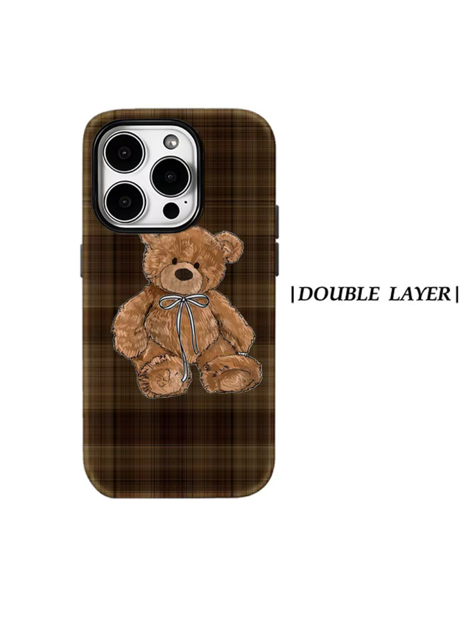 Potdemiel Magnetische Tough Case Handyhülle mit braunem kariertem Teddybär Design für iPhone 17 16 15 14 Pro Max Plus - Bild 6