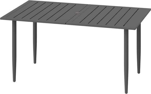 Outsunny Gartentisch aus Stahl mit Schirmloch in Schwarz, B/T/H: 150 x 90 x 73 cm - Bild 1
