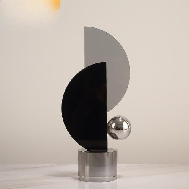 Yiran Furniture Kristall Dekoration mit geometrischen Ornamenten in Halbkreisform, abstraktes Kunstwerk für Wohnzimmer und Couchtisch, mehrfarbig - Bild 1