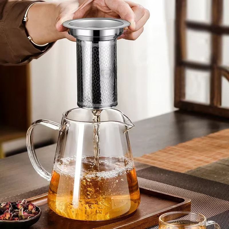 Hitzebeständige Glas-Teekanne mit Edelstahl-Teesieb in Transparent, 450 ml - Bild 3