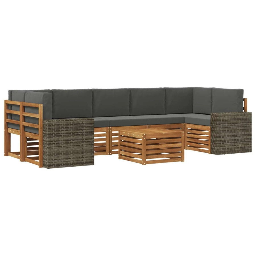 vidaXL Outdoor-Sofagarnitur aus Akazienholz mit 8 Kissen in Natur und Anthrazit - Bild 2