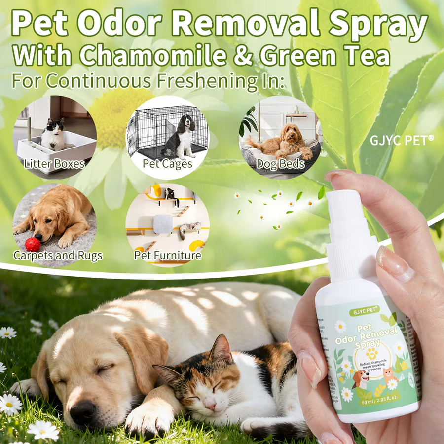 GJYC PET Haustier-Geruchsentferner-Spray mit Kamillen-Grüntee-Duft in Weiß - Bild 2