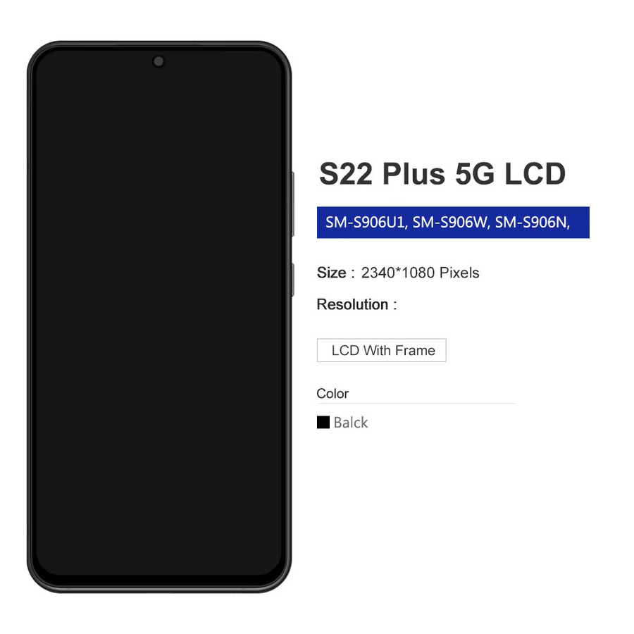 Sinmaytai TFT LCD Display mit Rahmen und Touch Screen Digitizer Ersatz für Samsung Galaxy S22 Plus S906B S906S S906W 5G in Schwarz oder Silber - Bild 3