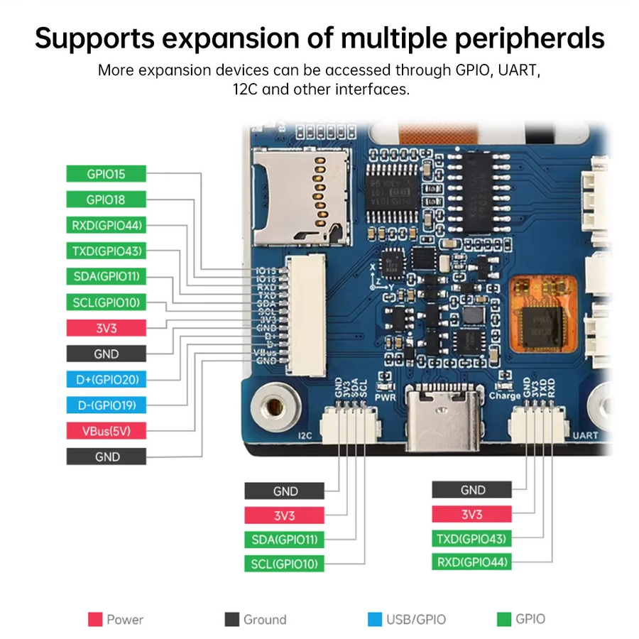 Diymore ESP32-S3-Touch-LCD-2.8B Entwicklungsboard mit 2.8 Zoll kapazitivem IPS-Touchdisplay, 480 x 640 Auflösung, WiFi und Bluetooth, USB-C Anschluss - Bild 2