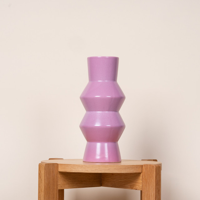 BLUME2000 Steingut Vase Zickzack in Pink im Scandi-Style, Höhe: 31,0 cm - Bild 1