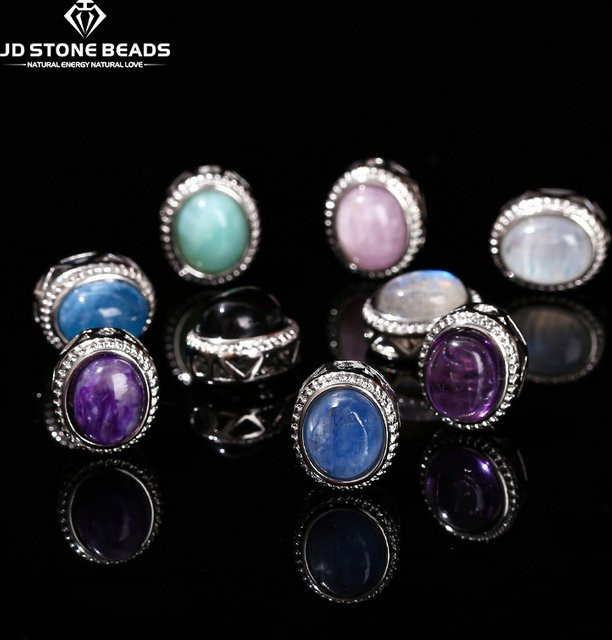 Perle Amethyst Aquamarin Mondstein, ovale Form, Legierung - Bild 1