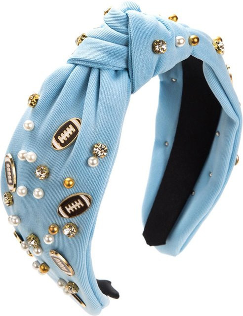 TOMTOP JMS Stirnband, Perlen und Strasssteine, hellblau, Unisex - Bild 1