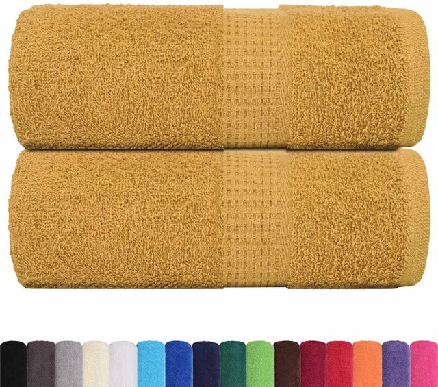 vidaXL Gästetücher Set aus 2 Stück in Gold, 100% Baumwolle, 360 g/m², B/H: 30 x 50 cm - Bild 1