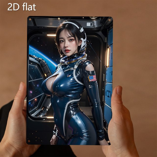 HELLOYOUNG Space Force Metall-Wandkunst, rustikales Blechschild in Blau, B/H: 20,0 x 20,0 cm - Bild 1