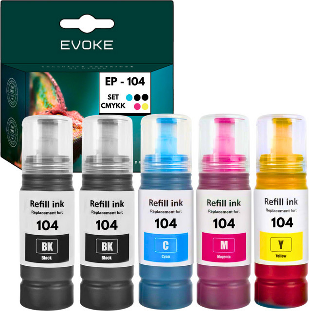 Epson 104 XL Tintenpatronen Set, 5er Pack mit 2x Schwarz und 3x Farben, T104 Inkjet Patronen - Bild 1