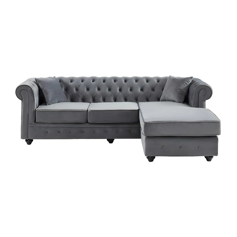 Vente-unique Sofa Toledo Anthrazitgrau aus Samt ohne Schlafmöglichkeit - Bild 2