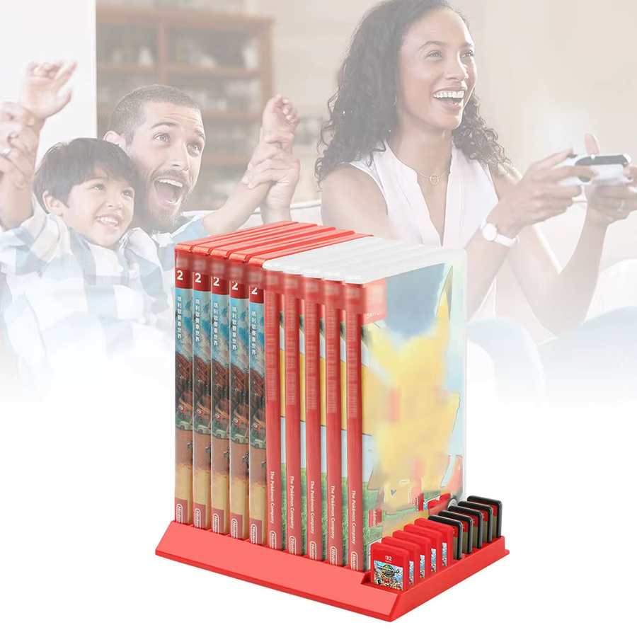 GMAXFUN 20 in 1 Switch Spiele Aufbewahrungsbox und CD Display Regal Organizer für Switch OLED und Lite in Schwarz und Rot - Bild 4