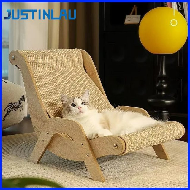 JUSTINLAU Sisal-Kratzbaum aus Holz in Beige im skandinavischen Design als Katzenliege und Kratzgerät - Bild 1