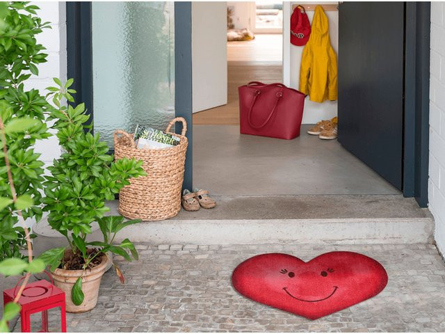 Salonloewe Fußmatte mit Herz-Motiv in Pink, rutschhemmend - Bild 1