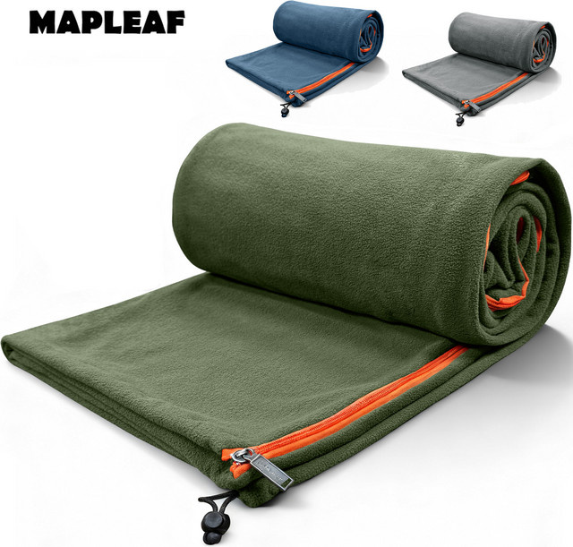 MAPLEAF Fleece-Schlafsack-Einlage für den Winter, leichte Camping-Decke in Grün, Unisex - Bild 1
