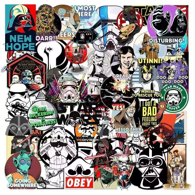 60 Star Wars Cartoon-Graffiti Aufkleber in Multicolour für Skateboard, Mobiltelefone und Gepäck, wasserfeste dekorative Aufkleber - Bild 2