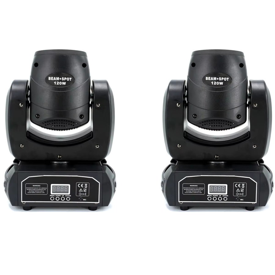 HYULIGHTS 2er-Set Mini LED Moving Head Light 120W Beam Spot mit 8 rotierenden Prismen, RGB, Schwarz - Bild 4
