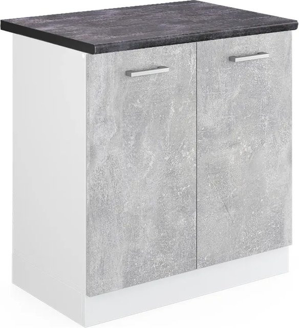 Vicco R-Line Spülenunterschrank Küchenunterschrank mit Scharniertüren in Anthrazit und Weiß, B/T/H: 80 x 60 x 81,6 cm - Bild 1